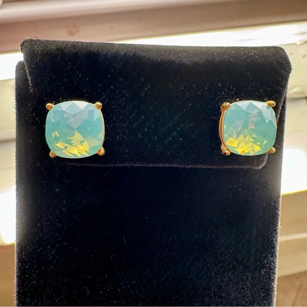 18k Gold Sea Foam Glass Spartina 449 Sea la Vie Be Marry/Something Blue Earrings - Picture 3 of 5